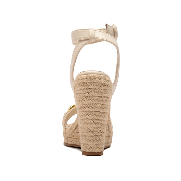 Off White Ankle Strap Espadrille Wedges - Picture 7 of 8
